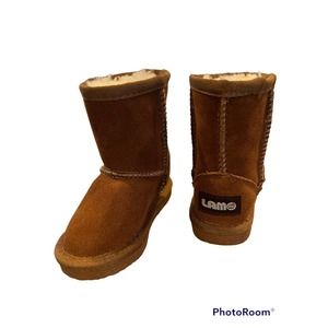 Lamo Lam chestnut brown sherpa lined infant girls boots size 6